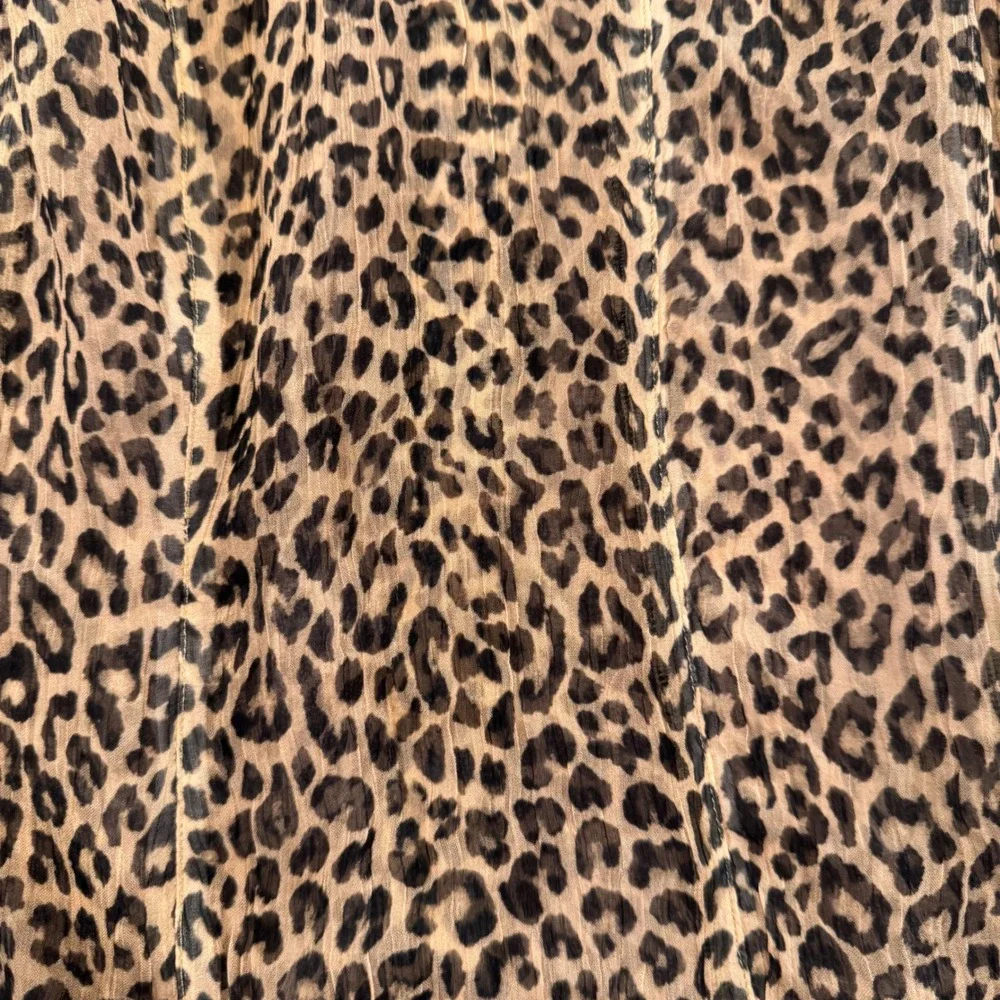 NWT J.Crew Leopard Cupro‎ Button Up Blouse Sheer Animal Print Top Women's 18
